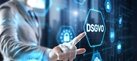 DSGVO Businessman touching screenの写真素材