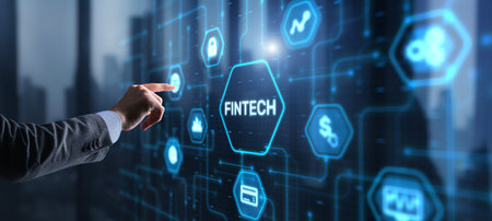 Fintech Financial technology. Business concept on virtual screenの写真素材