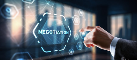 Negotiations and discussion of business strategiesの写真素材