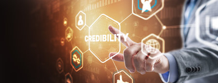 Credibility improvement concept. Multiple exposure virtual screenの写真素材