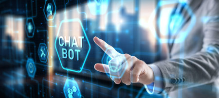 Chatbot Virtual assistant and CRM software automation technology conceptの写真素材