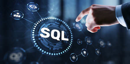 SQL Structured Query Language. Technology concept. Icon virtual screenの写真素材