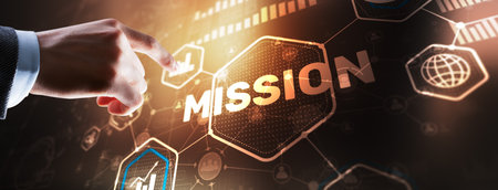 Mission concept. Financial success chart concept on virtual screen. Business backgroundの写真素材