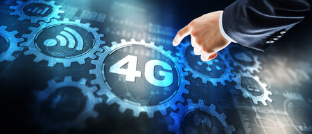 4G network wireless systems concept. Telecommunications Technology backgroundの写真素材