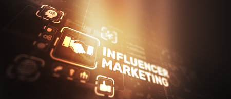 Influencer marketing concept. Promotion of goods or services through influencersの写真素材