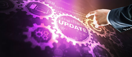 Update progress concept. Software upgrade icon on virtual screenの写真素材
