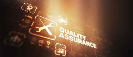 Quality Assurance Service Guarantee Standard. Universal business backgroundの写真素材