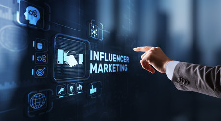 Influencer marketing concept. Business Internet conceptの写真素材