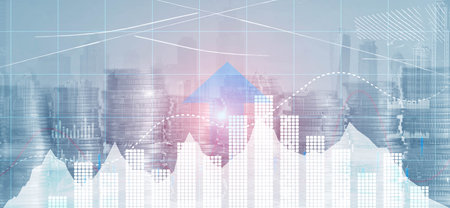 Business intelligence marketing finance management. Mixed Mediaの写真素材