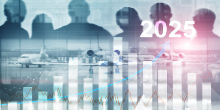Financial background, economic growth 2025. Abstract background. Mixed Mediaの写真素材