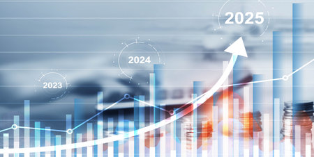 Financial background, economic growth 2023-2025. Abstract backgroundの写真素材