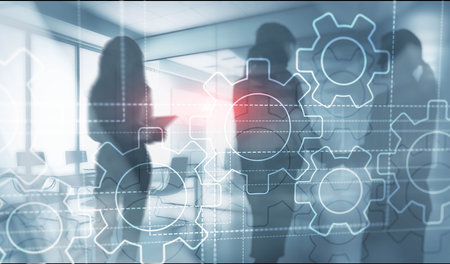 Technology Gears and industry 4.0 smart factory conceptの写真素材
