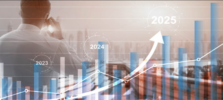 Financial background, economic growth 2023-2025. Abstract backgroundの写真素材