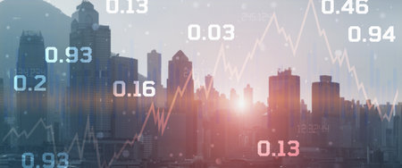 Financial background on virtual screenの写真素材