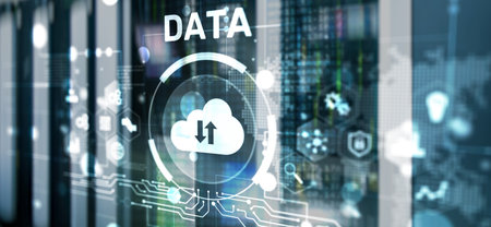DATA internet concept. Universal background for presentation. Blurred server room backgroundの写真素材