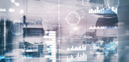 Financial graph diagram investment business intelligence conceptの写真素材