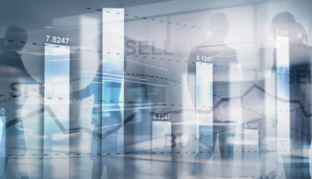 Charts stock market candles. Financial and economic projectの写真素材