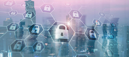 Cybersecurity concept. Data protection universal backgroundの写真素材