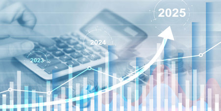 Financial background, economic growth 2023-2025. Abstract backgroundの写真素材