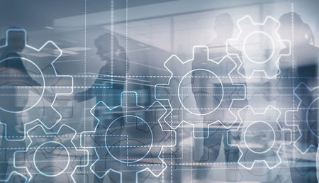 Technology Gears and industry 4.0 smart factory conceptの写真素材