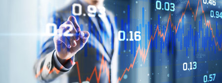 Stock market chart on virtual screen. Futuristic monitor with information data.の写真素材