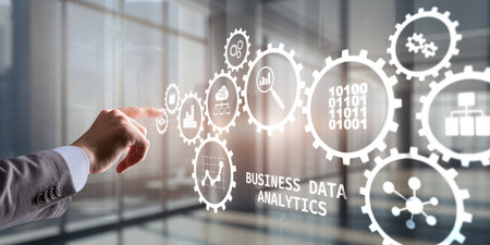 Data business analysis and Data Management System with KPI and metrics. Technology finance operations marketing.の写真素材