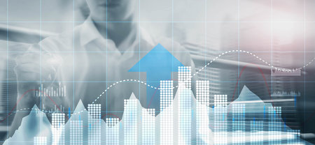 Business intelligence marketing finance management. Mixed Media.の写真素材