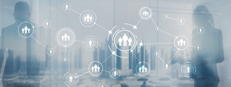 People relation and organization structure. Human resource management mixed media finance concept.の写真素材