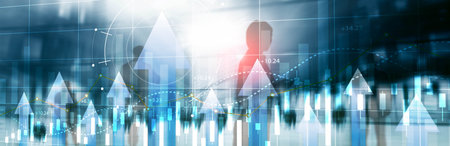 Stock market forex trading graph and candlestick chart suitable for financial investment concept.の写真素材