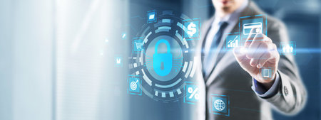 Data protection. Business, Technology, Internet and network concept on virtual screen.の写真素材