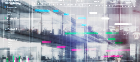 Production schedule. Project plan and budget. Strategic Planning for Manufacturing Efficiency.の写真素材
