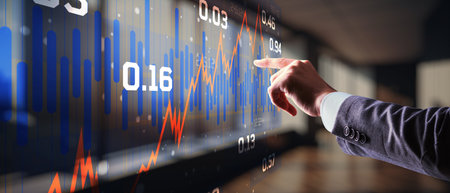 Stock market chart on virtual screen. Futuristic monitor with information data.の写真素材