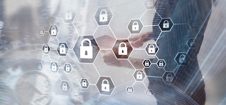 Cybersecurity concept. Data protection universal background.の写真素材