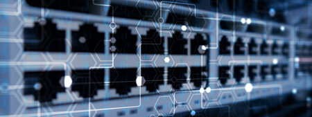 Internet Wireless Communication Network Abstract Background. Binary code.