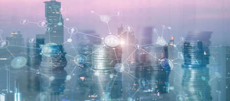 People network connection. Network work connections concept.
