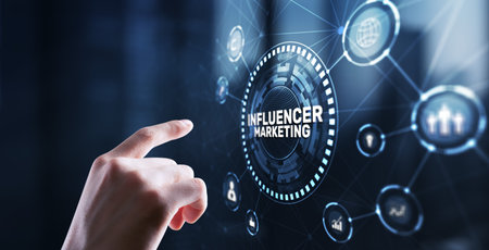 Influencer marketing concept. Promotion of goods or services through influencers.