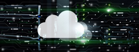 Cloud storage with server room background. Technology Business Internet.の写真素材