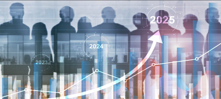 Financial background, economic growth 2023-2025. Abstract background.の写真素材