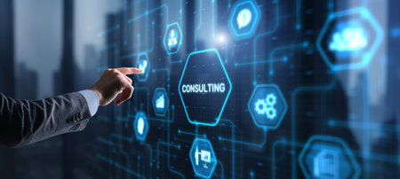 Icon Business consulting concept on the virtual screen.の写真素材