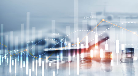 Financial Stock Market Graph. Website Economic Banner.の写真素材