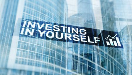 Investing in yourself. Business Finance Technology. Mixed Media Background.の写真素材