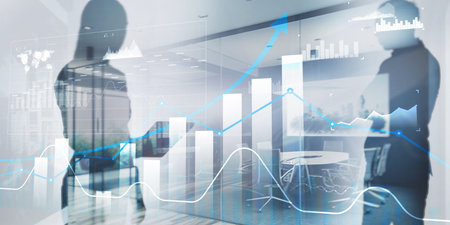 Business intelligence. Diagram, Graph, Stock Trading, Investment dashboard arrows.の写真素材