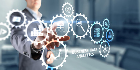 Data business analysis and Data Management System with KPI and metrics. Technology finance operations marketing.の写真素材
