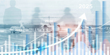 Financial background, economic growth 2023-2025. Abstract background.の写真素材