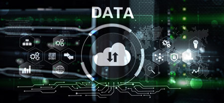 DATA internet concept. Universal background for presentation. Blurred server room background.の写真素材