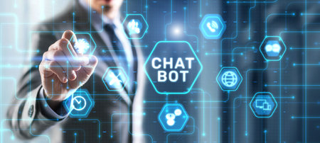 Chatbot Virtual assistant and CRM software automation technology concept.の写真素材