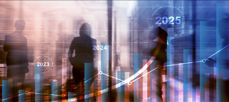 Financial background, economic growth 2023-2025. Abstract background.の写真素材