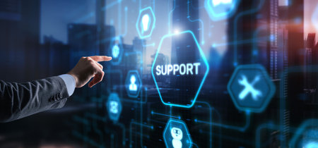 Technical Support Business Technology Internet Concept. Icon on virtual screen.の写真素材