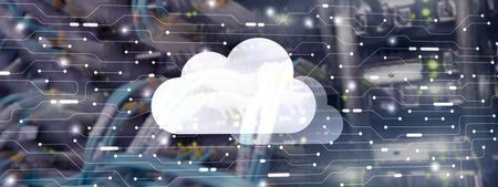 Cloud storage with server room background. Technology Business Internet.の写真素材