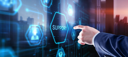 Technical Support Business Technology Internet Concept. Icon on virtual screen.の写真素材